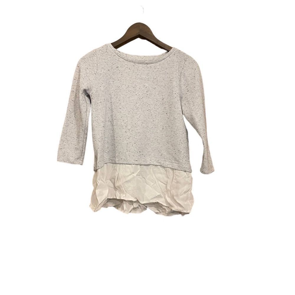 Loft 3/4 Sleeve Grey Sweater with Flowy Layer Women Petite Small
